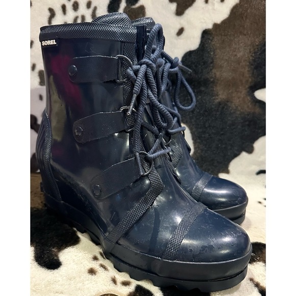 Sorel Women’s Joan Rain Wedge Boot Size 9 - Navy - Picture 3 of 9
